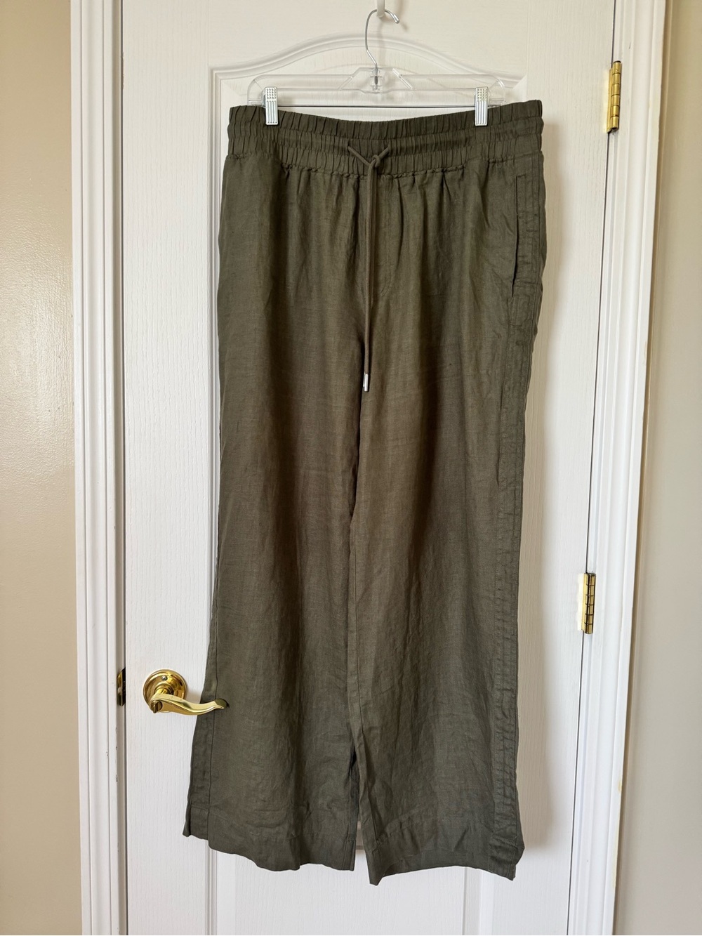 Quince 100% European Linen Wide Leg Pants – Bayberry Olive – XL